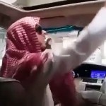 Saudi VIP stoning the devil from the inside of his SUV
